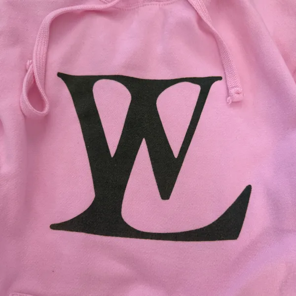 Y2K Baby Pink Monogram Hoodie 💕 Coquette Streetwear Pullover Size Small - Image 2
