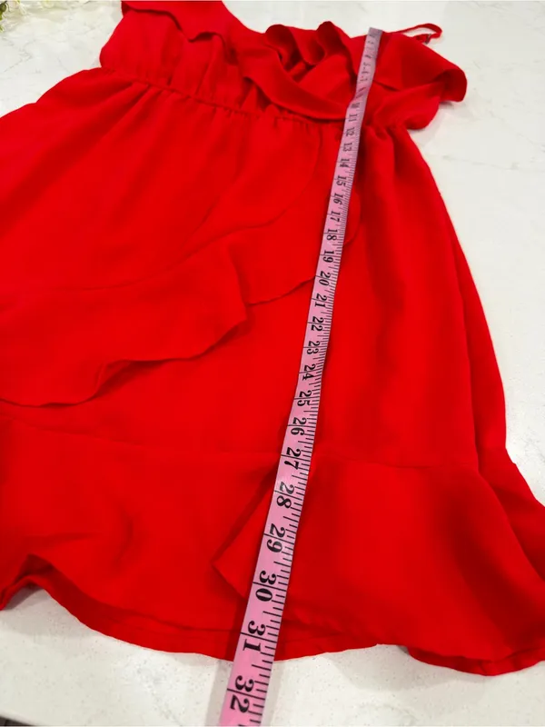 Japna Red Ruffle-Trim Mini Dress - Image 7