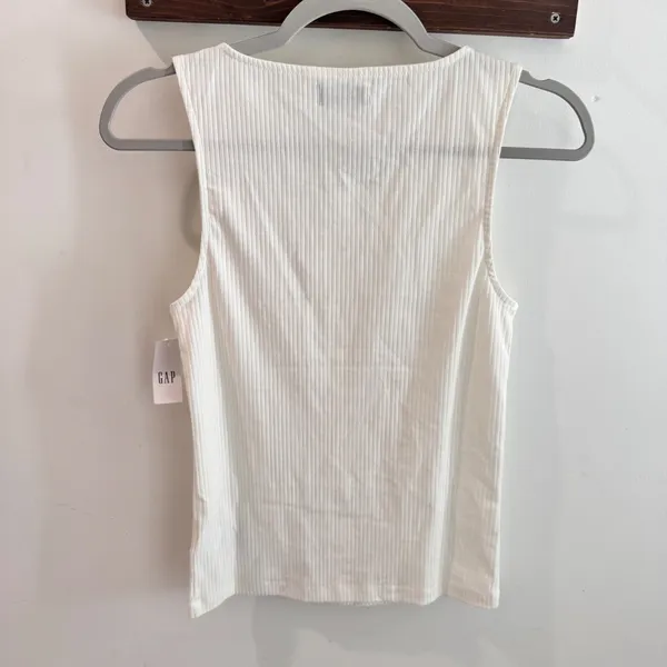Gap Womens Ribbed Button Front Tank Top Off White Small NWT - Image 4
