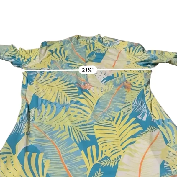 Tail Green & Blue Tropical‎ Palm Tree Print Short Sleeve Activewear Dress Sz XL - Image 7