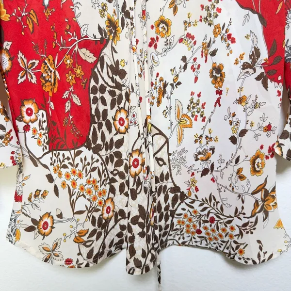 VTG 90s Women Fairy Grunge Boho Top Large Patchwork Western Bell‎ Flare Sleeve - Image 8