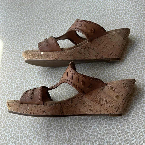Jack Rogers Cork Wedge Leather Sandals size 8 - Image 4