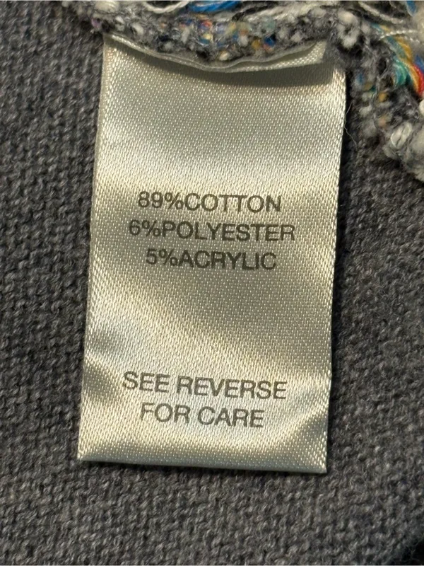 BKE Draped Open-Front Cardigan in Gray with Multicolor Accents - Image 6