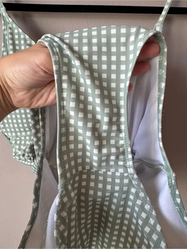 Riley + Cru‎ Sage Gingham One Piece Knotted Bathing Suit Mama Suit Size Medium - Image 7