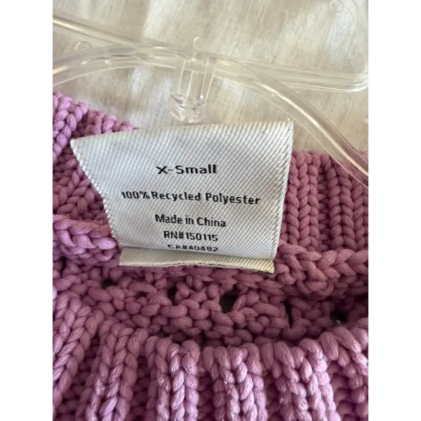 Varley Fillmore Knit Women XS Purple Short Sleeve Pointelle Sweater - Image 8