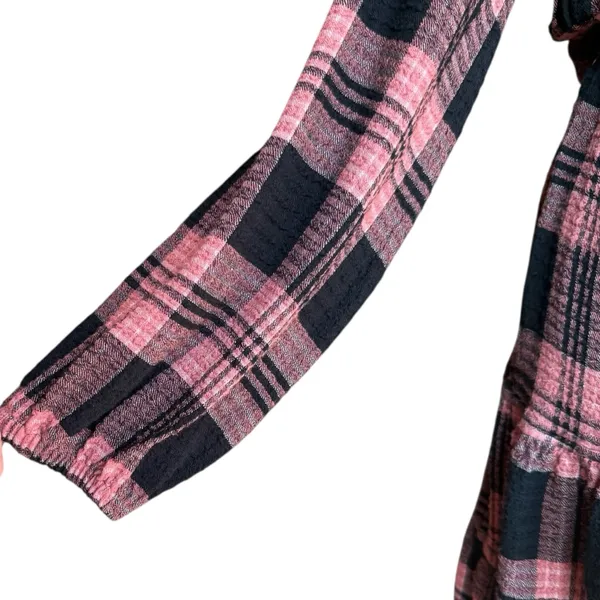 Anthropologie Cloth & Stone Daia Plaid Pink‎ and Black Mini Dress Sz S - Image 3