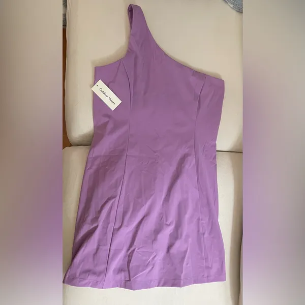NWT Outdoor Voices SOLD OUT One Shoulder Dress Built in Shorts Lavender Size L - Image 6