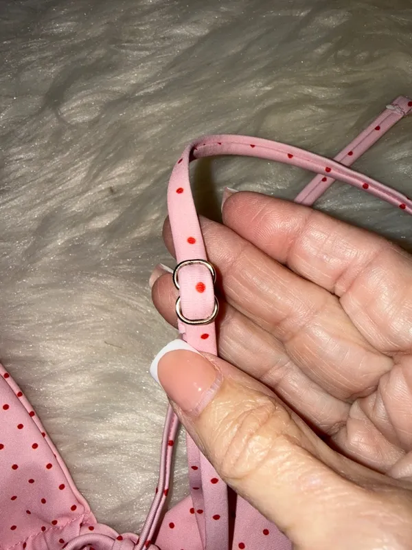 CIDER Pink Polka Dot Ruffle Triangle Bikini Large NWT COQUETTE GIRLY FEMININE - Image 8