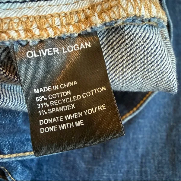 Oliver Logan Crosby Relaxed Taper Jeans Dark Wash Distressed Slow Denim Size 31 - Image 14