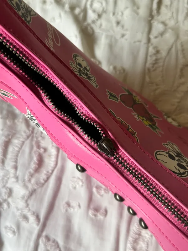 Ed Hardy Pink Floral & Skull Shoulder Bag - Image 10