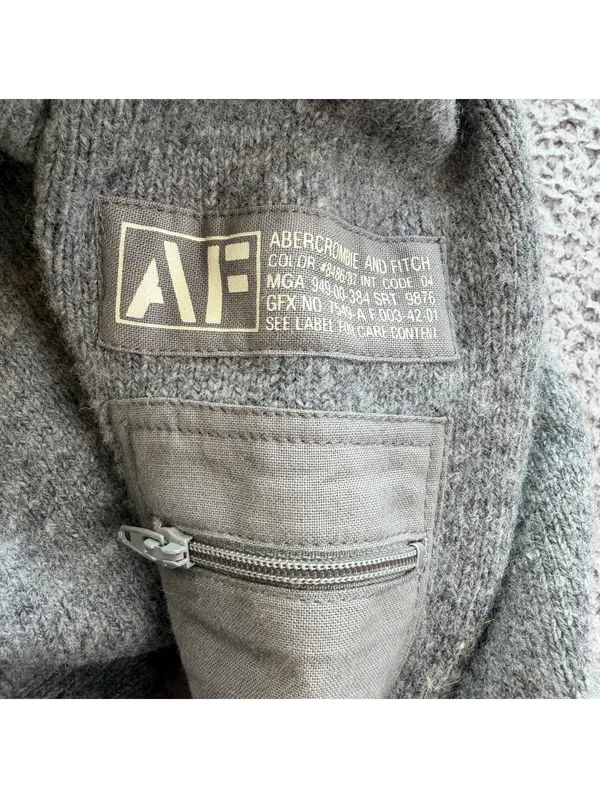 Abercrombie & Fitch AF Utility Lambswool Turtleneck Sweater Gray Y2K Womens L - Image 5