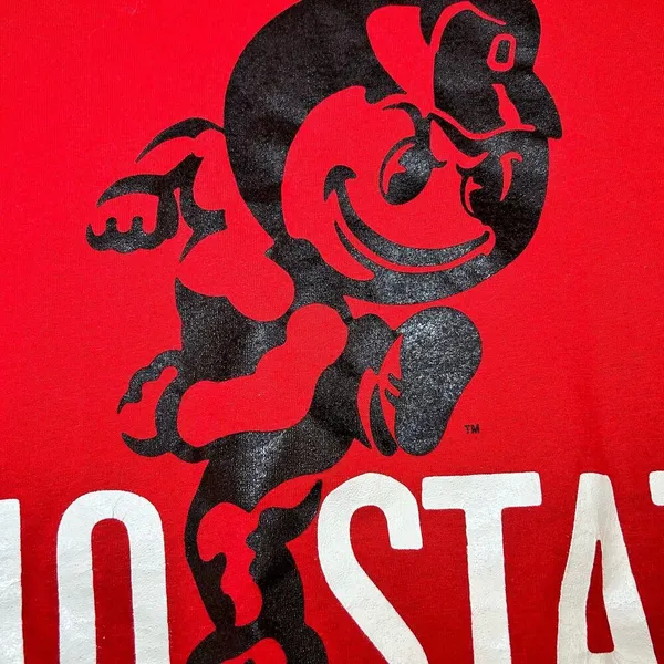 Vintage Ohio State Buckeyes Crop Top Graphic T-Shirt Single Stitch Brutus USA - Image 6