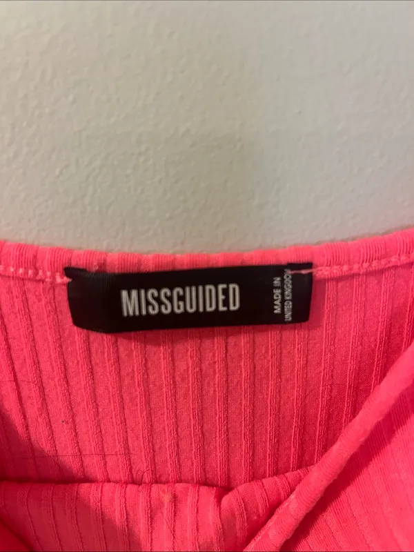 Missguided Ribbed Spaghetti-Strap Bodysuit in Hot Pink - Image 3