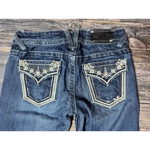Vigoss The‎ New York Slim Boot Embellished Pockets Jeans Size 1/2 Bling Rodeo - Image 9