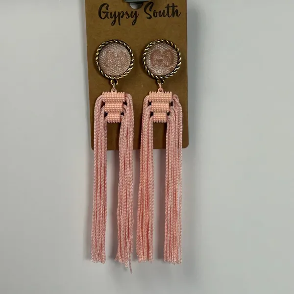 Gypsy South Pink Tassel Statement Drop Earrings Gold Tone Boho Fringe‎ New - Image 7