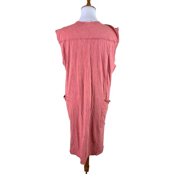 Oli & Hali Orange Mineral Wash Sleeveless Midi Dress S Pocket Boho - Image 3
