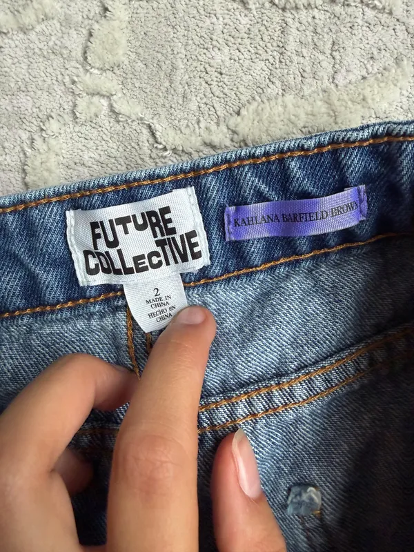 Future Collective Asymmetrical Denim Mini Skirt Blue Size 2 - Image 3