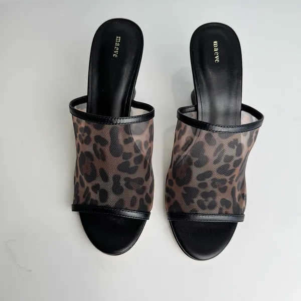 NWT Anthropologie Maeve Leopard Mesh Mule Heels Size 7 - Image 6