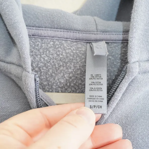 SKIMS Small Cotton Fleece Classic Zip Up Hoodie Blue Gray Relaxed Sweatshirt - Image 3