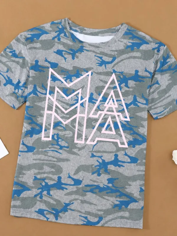 Camo MAMA Graphic Tee Pink Outline Mom Shirt NWT - Image 6