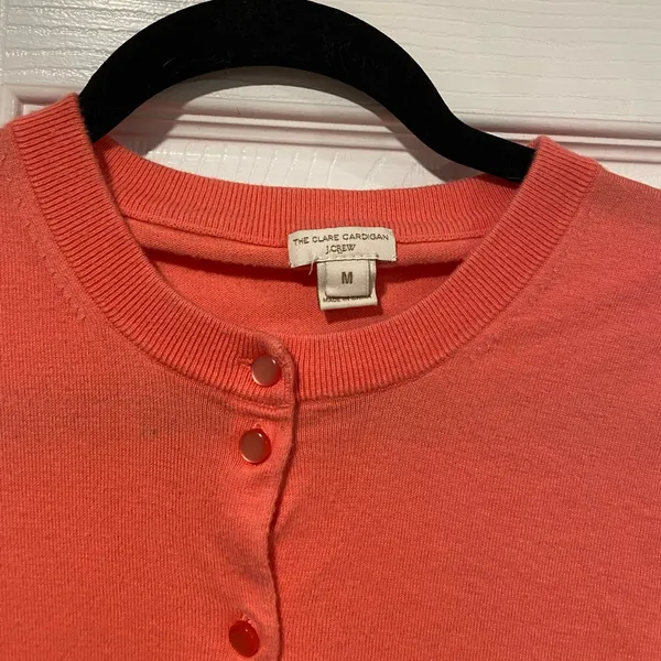 J. Crew Size M Pink Cotton Blend Crew Neck 3/4 Sleeve Button Claire Cardigan - Image 2