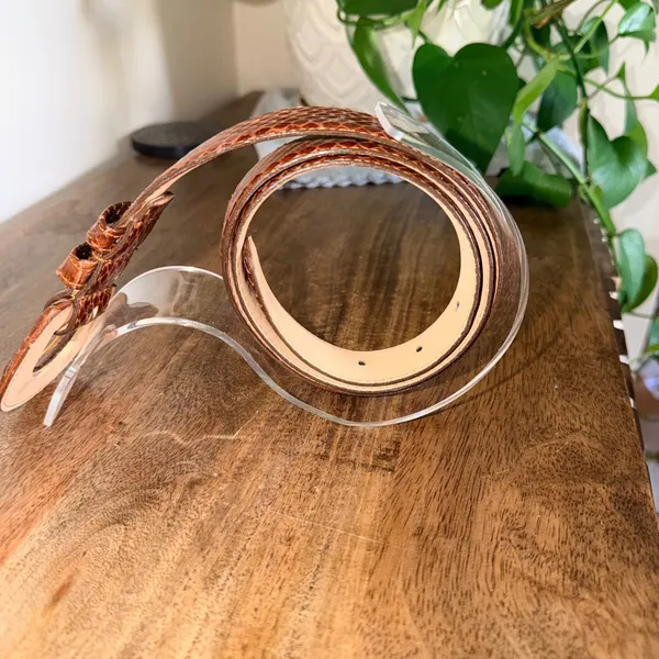 Genuine‎ Snake Skin Belt Womens M/L Brown Cognac Exotic Leather Western Boho Y2K - Image 6