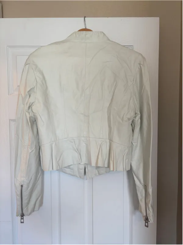 NWT bebe Faux Leather Moto Jacket L Cream Motorcycle Edgy H10 - Image 2
