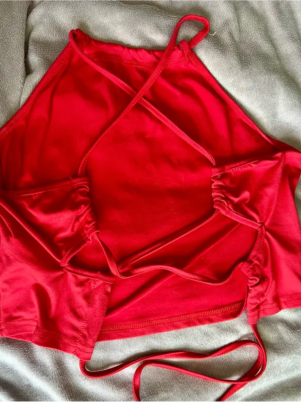 SHEIN Bright Red Spaghetti Strap Crop Top - Image 2
