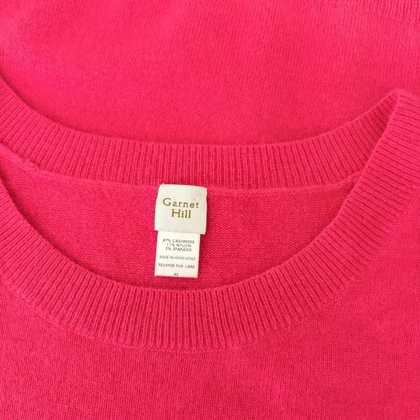 GARNET HILL Cashmere Sweater Scoop Neck Solid Pink Bright Pullover X-Small - Image 10