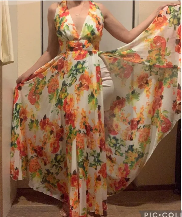 Glamazon floral boho V neck summer maxi dress size M - Image 4