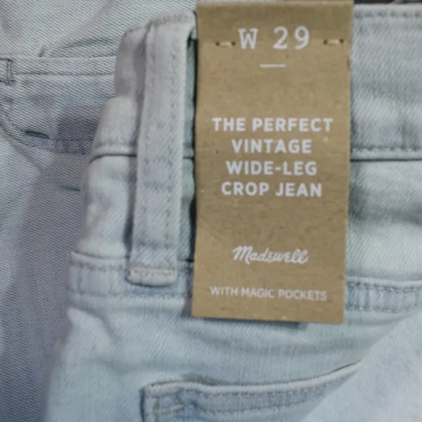 Madewell Perfect Vintage Wide-Leg Crop Jean Light Wash NF127 Mens 29 NWT - Image 5