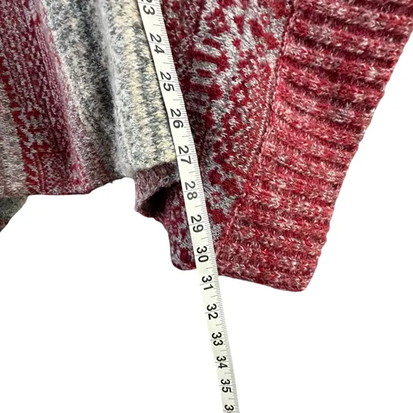 Free People Willow Poncho‎ Womens S Red Gray Knit Turtleneck Oversized Cozy Boho - Image 7