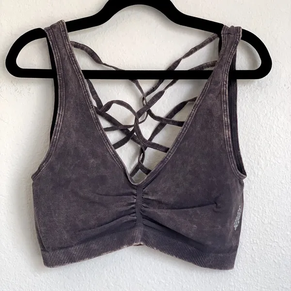 NEW Free People Criss Cross Bandeau Bralette in Stone‎ Gray - Image 3
