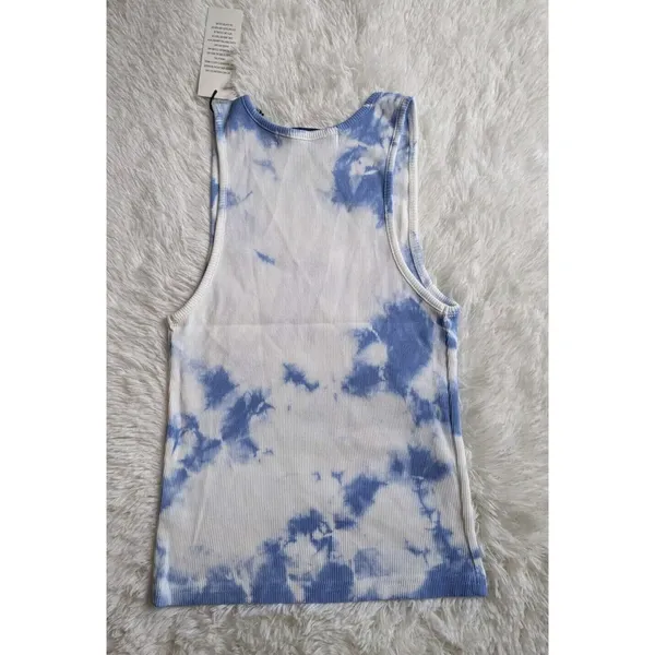 Daydreamer La Eye Tie Dye Tank In Periwinkle Cloud Crop Tank White/Blue XS NWT - Image 2