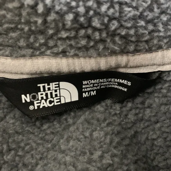 North Face Cresent Heathered Gray 1/4 Zip Women’s Sz M Pullover Purple Embroider - Image 7