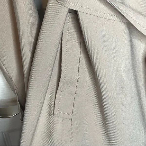 Banana Republic Factory Sz XS Khaki Trench Coat Tie Closure Open Front - Image 6