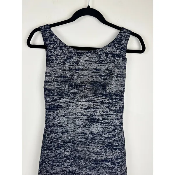 Emerald‎ Sundae Navy Silver Metallic Shimmer Bodycon Mini Dress Small - Image 3