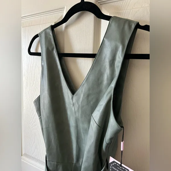 Anthropologie Avec Les‎ Filles Faux Leather Cross Back Fairycore Romper Sz S Grunge - Image 8