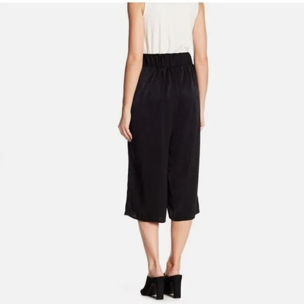 West Kei Women's Size Small Cropped Wide Leg Tie Waist Pants Black‎ High-Rise - Image 2