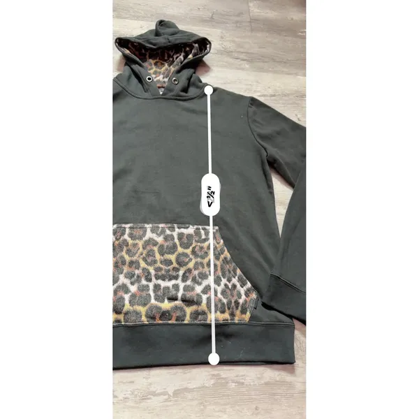 Cotton On Women's Leopard Animal Print Pullover Hoodie Pockets Size L A4-0009 - Image 6
