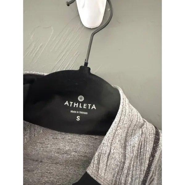 Athleta Womens‎ Black Grey Space Dye Quarter Zip Pullover Side Pocket Size S - Image 8