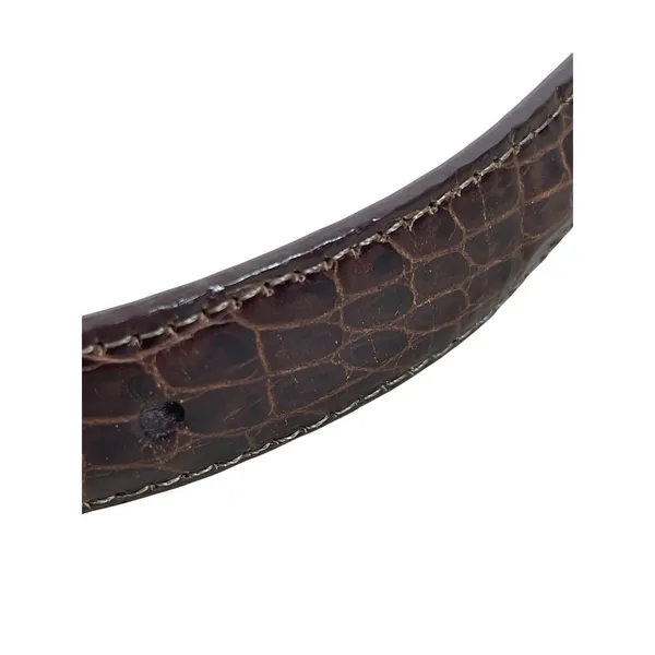 Y2K Brighton Brown Crocodile Embossed Leather Charm Belt M/L 32 Silver Buckle - Image 5