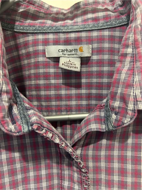 Carhartt Women’s Purple Plaid Button-Down Shirt - Image 3