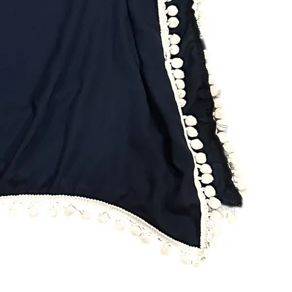 Adreamly Navy Blue White Pom-Pom Beach Resort Vacation Swim Coverup One Size Os - Image 4