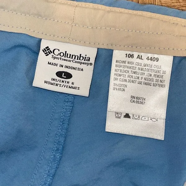 Columbia Sportswear Womens Mid Rise Cotton Blend Shorts Blue‎ Large - Image 5