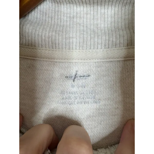 Aerie Womens Leopard Print Quarter Zip Sweatshirt Tan Beige Medium - Image 3