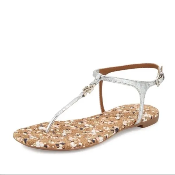 Tory Burch Silver Quilted Marion T-strap sandals - Image 2