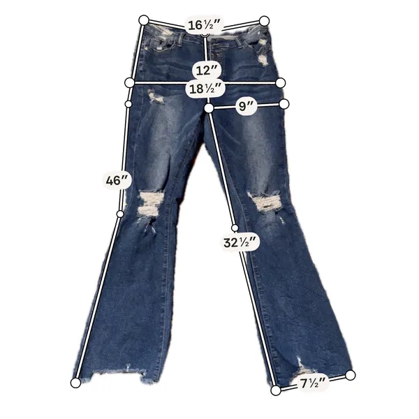 SHEIN Women Size 32 Distressed High Waisted Blue Denim Button Fly Raw Hem‎ Jeans - Image 7