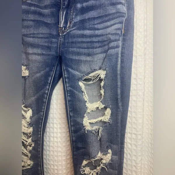 American Eagle Outfitters Ripped Blue Skinny Jeans - Image 2