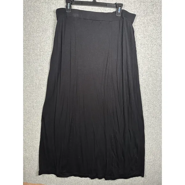 New Daisy Fuentes Maxi Skirt Black XL Womens Pull On Elastic Waist Stretch‎ Thin - Image 11